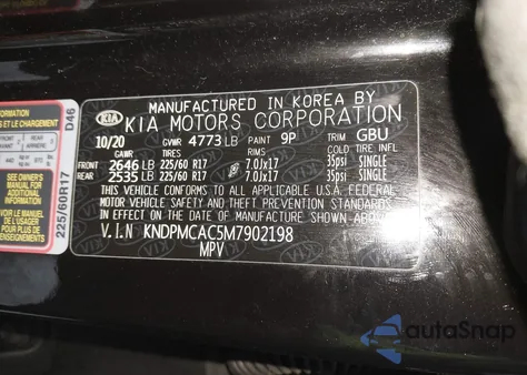 2021 Kia Sportage Lx z USA, uszkodzony, nr VIN KNDPMCAC5M7902198